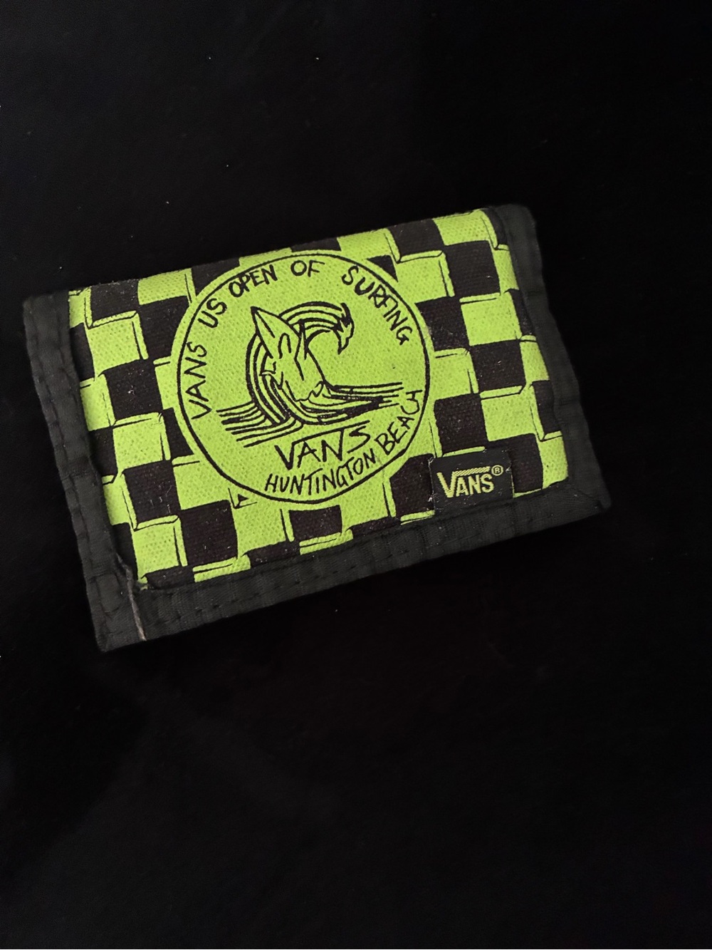 Vans Lime Green and Black Checker Trifold Wallet
